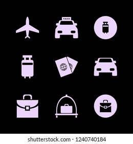 journey icon. journey vector icons set car, travelling luggage, plane and passports