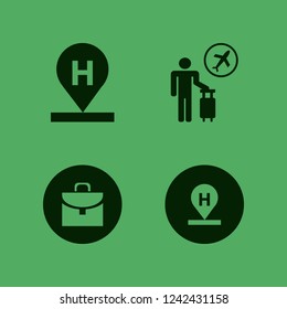 journey icon. journey vector icons set briefcase, hotel location and tourist flying