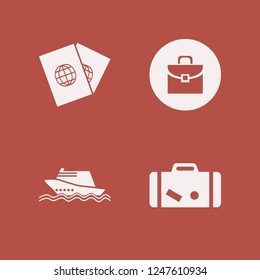 journey icon. journey vector icons set briefcase, passports, motor yacht and suitcase