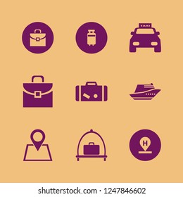 journey icon. journey vector icons set baggage cart, briefcase, taxi cab and location