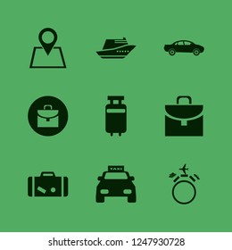 journey icon. journey vector icons set motor yacht, suitcase, taxi cab and briefcase