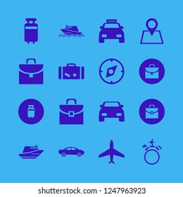 journey icon. journey vector icons set traveling by car plane ship, location, motor yacht and plane