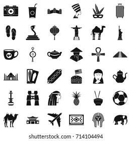 Journey icons set. Simple style of 36 journey vector icons for web isolated on white background