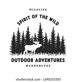 Journey into the wild. Badge, t-shirt design.