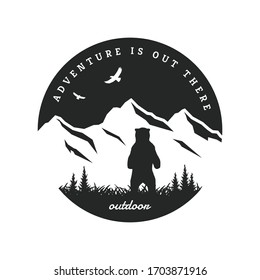 Journey into the wild. Badge, t-shirt design.