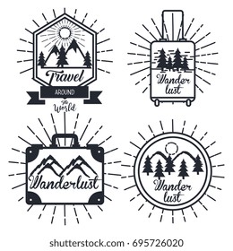 journey label set travel explore adventure symbol lettering