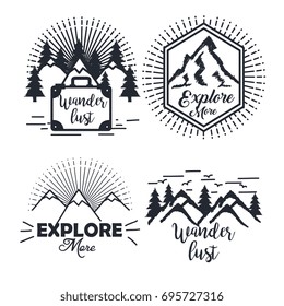journey label set travel explore adventure symbol lettering