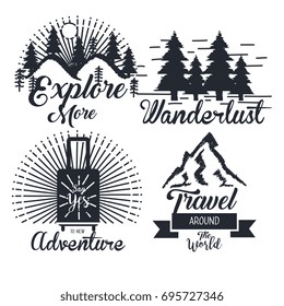 journey label set travel explore adventure symbol lettering