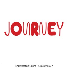Letras de viaje, texto creativo, palabra roja