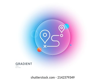 Icono de línea de viaje. Botón de desenfoque degradado con gafas. Señal de ruta. Símbolo de distancia del mapa de ruta. Diseño de vidrio transparente. Icono de línea de viaje. Vector