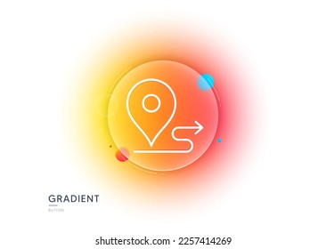 Icono de línea de viaje. Botón de desenfoque degradado con gafas. Señal de ruta. Símbolo de distancia del mapa de ruta. Diseño de vidrio transparente. Icono de línea de viaje. Vector
