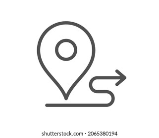 Journey line icon. Road path sign. Route map distance symbol. Quality design element. Linear style journey icon. Editable stroke. Vector