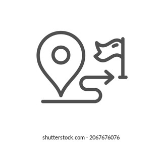 Icono de línea de viaje. Señal de ruta. Símbolo de distancia del mapa de ruta. Elemento de diseño de calidad. Icono de viaje de estilo lineal. Trazo editable. Vector