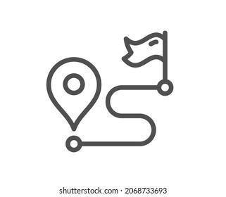 Journey line icon. Road path sign. Route map distance symbol. Quality design element. Linear style journey icon. Editable stroke. Vector
