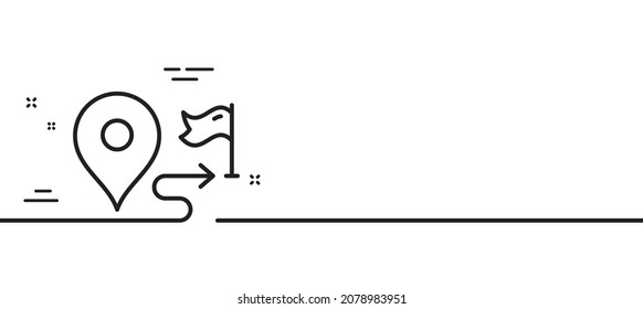 Journey line icon. Road path sign. Route map distance symbol. Minimal line illustration background. Journey line icon pattern banner. White web template concept. Vector