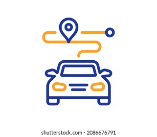 Journey line icon. Road path sign. Car route map symbol. Colorful thin line outline concept. Linear style journey icon. Editable stroke. Vector