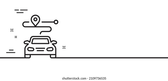 Journey line icon. Road path sign. Car route map symbol. Minimal line illustration background. Journey line icon pattern banner. White web template concept. Vector