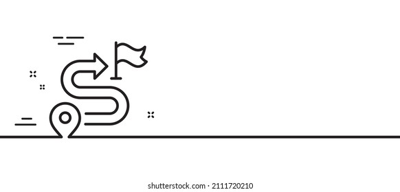 Journey line icon. Road path sign. Route map distance symbol. Minimal line illustration background. Journey line icon pattern banner. White web template concept. Vector