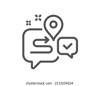 Journey Line Icon. Road Path Sign. Route Map Chat Bubble Symbol. Quality Design Element. Linear Style Journey Icon. Editable Stroke. Vector