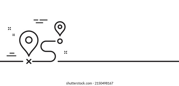 Journey Line Icon. Road Path Sign. Route Map Distance Symbol. Minimal Line Illustration Background. Journey Line Icon Pattern Banner. White Web Template Concept. Vector