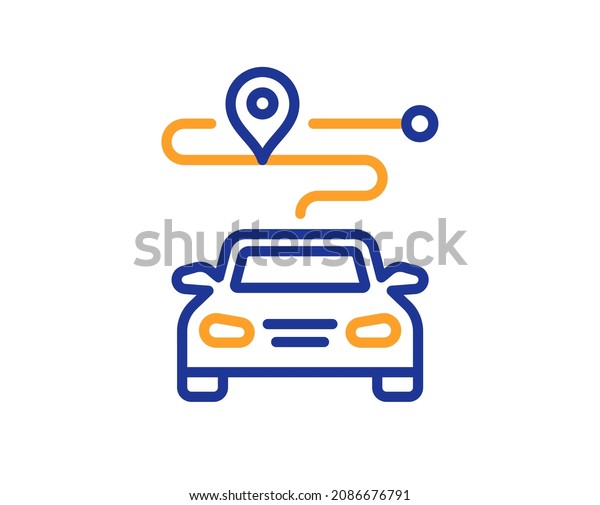 Journey line icon. Road path sign. Car route map\
symbol. Colorful thin line outline concept. Linear style journey\
icon. Editable stroke.\
Vector