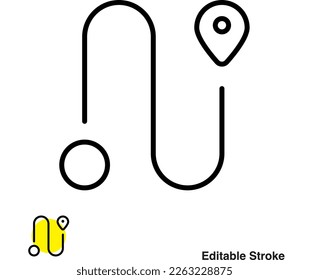 Icono de la línea del vector de ubicación del viaje