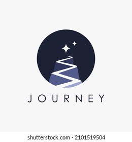 Journey Logo Vector Icon, The Way To The Star Logo On White Background