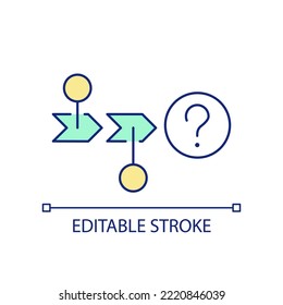 Journey map with unknown goal RGB color icon. Customer experience. Phases of scenario. Visual representation. Isolated vector illustration. Simple filled line drawing. Editable stroke. Arial font used