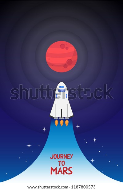 Journey to Mars. Concept idea for human
travel from Earth to Mars. Eps10 editable vector.
