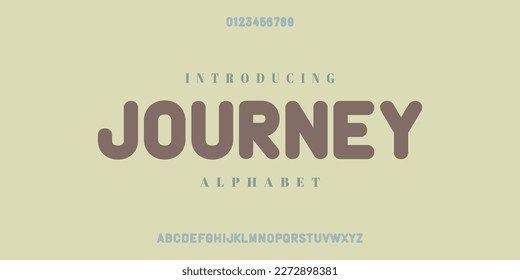 Journey. Modern Bold Font. Regular Italic Number Typography urban style alphabet fonts for fashion, sport, technology, digital, movie, logo design, vector illustration