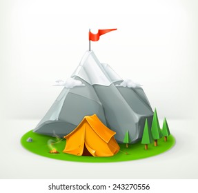 A journey to the mountains, vector icon