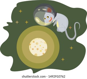 The journey of a mouse - astronaut into space. The cheese planet moon.