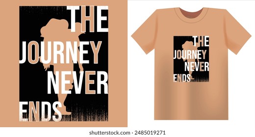 El viaje nunca termina la tipografía diseño de camiseta ilustración. Diseño de Ilustración vectorial para gráficos de moda, estampados de camisetas, camisetas, carteles, pegatinas.
