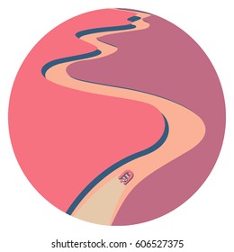journey on an inflatable pink rubber boat vector