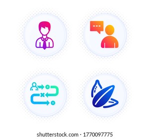Reiseroute, Business-Mann und Benutzer Chat-Symbole einfach gesetzt. Taste mit halftonischen Punkten. Sonnenblumenkernzeichen. Projektprozess, Benutzerdaten, Kommunikationskonzept. Vegetarisches Essen. Business Set. Vektorgrafik