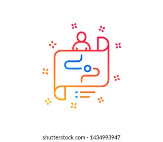 Journey path map line icon. Project process sign. Gradient design elements. Linear journey path icon. Random shapes. Vector