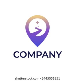 Journey path way star pin logo