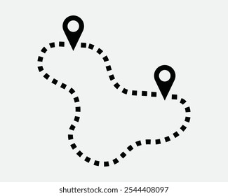 Journey Pathway Destination Travel Vacation Point Pin Pinhead Multiple Location Place Marker Mark Placement Vector Sign Icon Shape Outline Black White