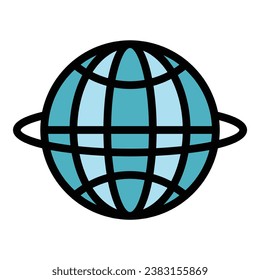 Vector de contorno de icono del planeta de viaje. Mundo. Color del mapa de turismo