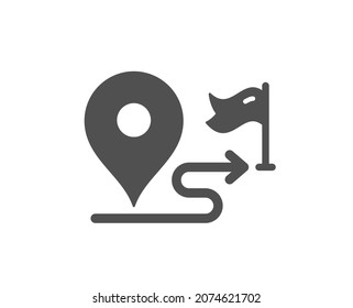 Journey quality icon. Road path sign. Route map distance symbol. Classic flat style. Quality design element. Simple journey icon. Vector
