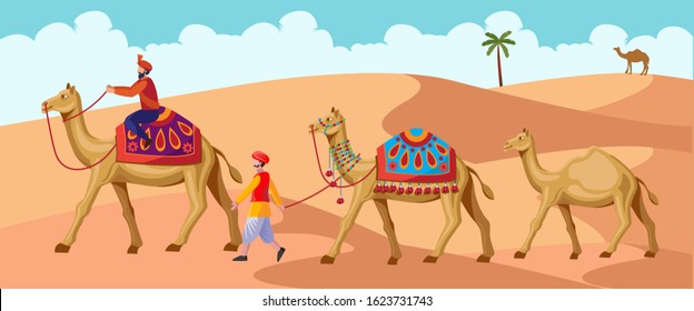 Journey In Rajasthan With Camel Vector Illustration