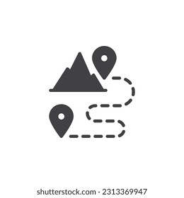 Journey route vector icon. filled flat sign for mobile concept and web design. Mountain road trip glyph icon. Symbol, logo illustration. Vector graphics