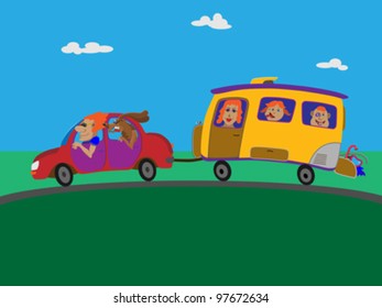 Journey to the sea on a trailer.