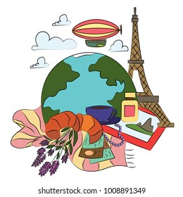 Journey to the stagecoach in Paris. vector graphics