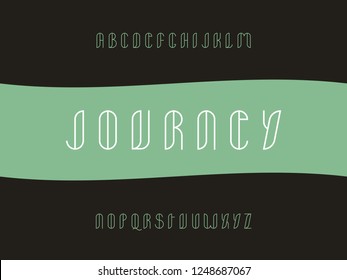 Journey stroke font. Vector alphabet letters. Typeface design. 