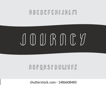 Journey stroke font. Vector alphabet letters. Typeface design. Typography Graphic