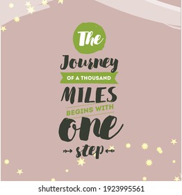The Journey of a thousand Miles begin with one step. Social Media Minimalist Quote Template Vintage Elegant