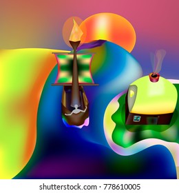 Journey through the abstract world on a boat.