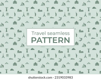 Journey through Travel: Exploring the World in Iconic Seamless Patterns