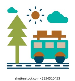 journey of tour and travel flat icon